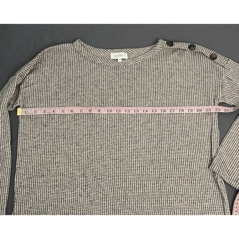 Bohme Long Sleeve Shirt Womens Size Medium Brown Black Round Neck Boho - Picture 3 of 12